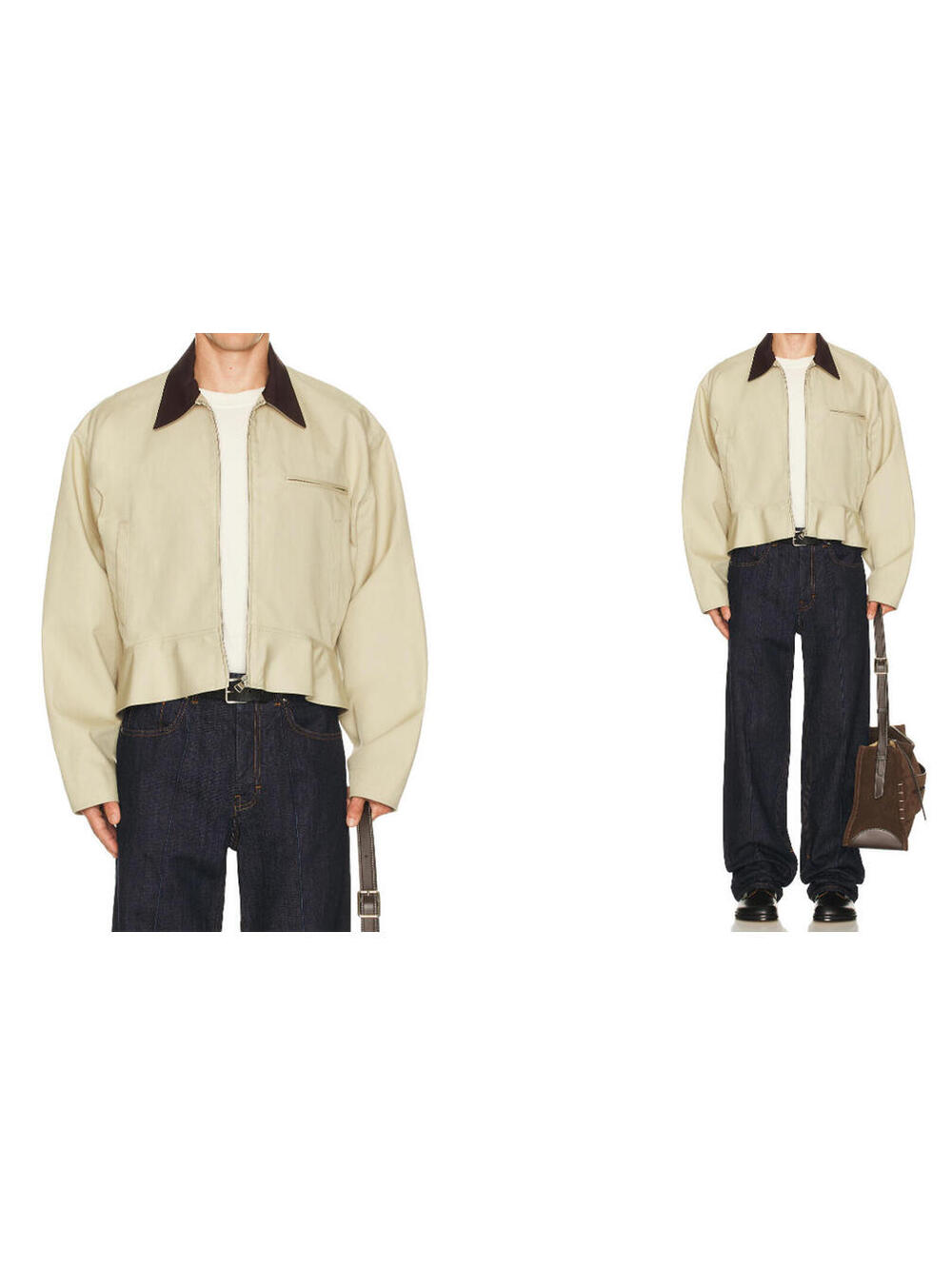 JW ANDERSON Curved Hem Workwear Jacket nougat & chocolate size M NWT $1150msrp
